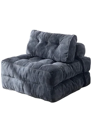 Silla Sofá Cama 187x85cm Puff Plegable Acolchada Hogar Gris (Reacondicionado)