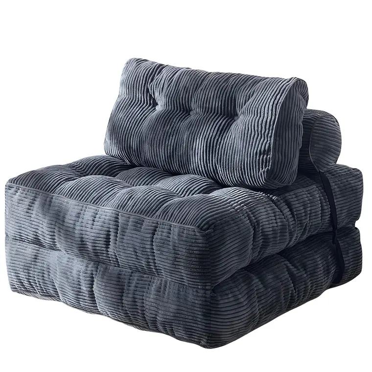 Silla Sofá Cama 187x85cm Puff Plegable Acolchada Hogar Gris (Reacondicionado) 1