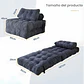 Silla Sofá Cama 187x85cm Puff Plegable Acolchada Hogar Gris (Reacondicionado) - Miniatura 4