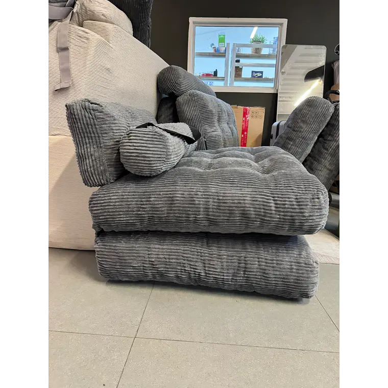 Silla Sofá Cama 187x85cm Puff Plegable Acolchada Hogar Gris (Reacondicionado) 6
