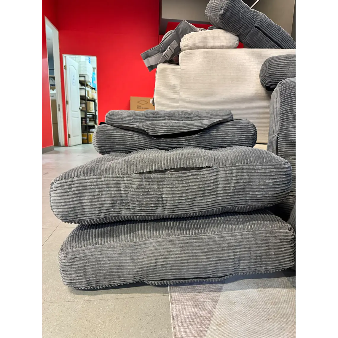 Silla Sofá Cama 187x85cm Puff Plegable Acolchada Hogar Gris (Reacondicionado) 7