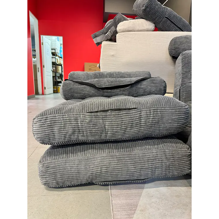 Silla Sofá Cama 187x85cm Puff Plegable Acolchada Hogar Gris (Reacondicionado) 7