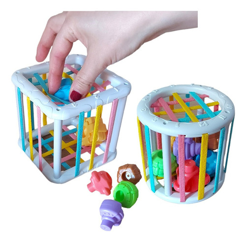 Juego Cubo y Cilindro de Encaje Montessori Sensorial 1