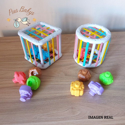 Juego Cubo y Cilindro de Encaje Montessori Sensorial 6