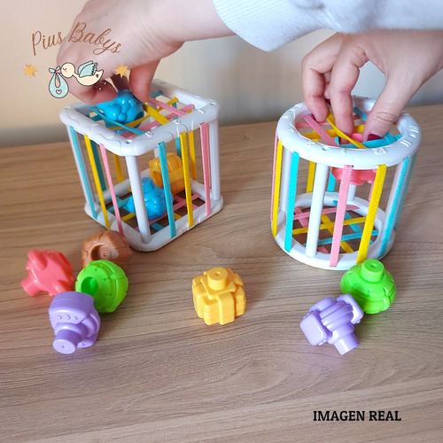Juego Cubo y Cilindro de Encaje Montessori Sensorial 8