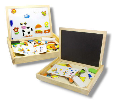 Pizarra Magnética de Madera para Niños - Tiza y Plumón 1
