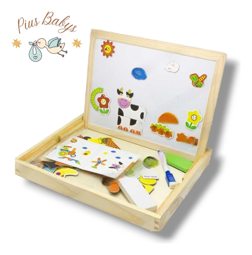 Pizarra Magnética de Madera para Niños - Tiza y Plumón 2