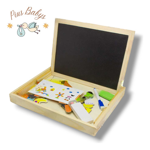 Pizarra Magnética de Madera para Niños - Tiza y Plumón 3