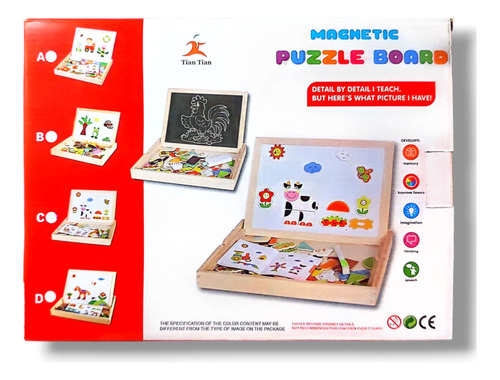 Pizarra Magnética de Madera para Niños - Tiza y Plumón 4