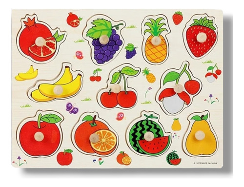 Juego de Encaje de Madera Frutas - Animales - Letras 2