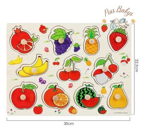 Juego de Encaje de Madera Frutas - Animales - Letras 5