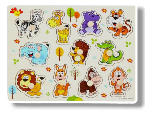 Juego de Encaje de Madera Frutas - Animales - Letras 6
