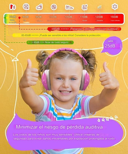 Audífonos Orejeras Antiruido Para Niños/Jóvenes Autismo Hiperacusia Sensibilidad TDAH - Rosado 3