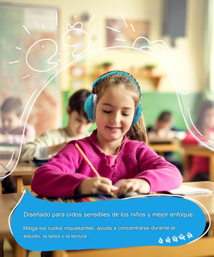 Audífonos Orejeras Antiruido Para Niños/Jóvenes Autismo Hiperacusia Sensibilidad TDAH - Rosado 4
