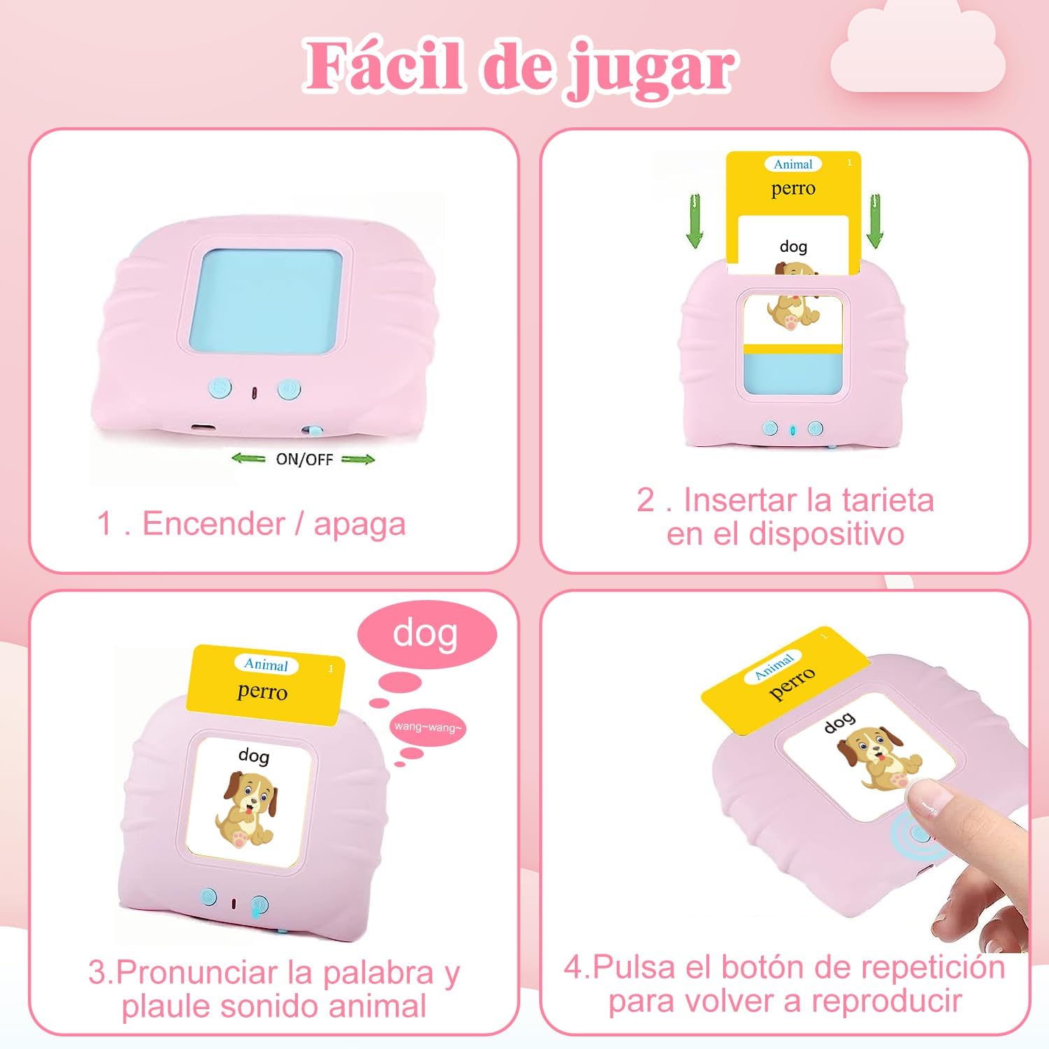 Maquina de lectura de tarjetas ROSADA - Ingles y Español 5