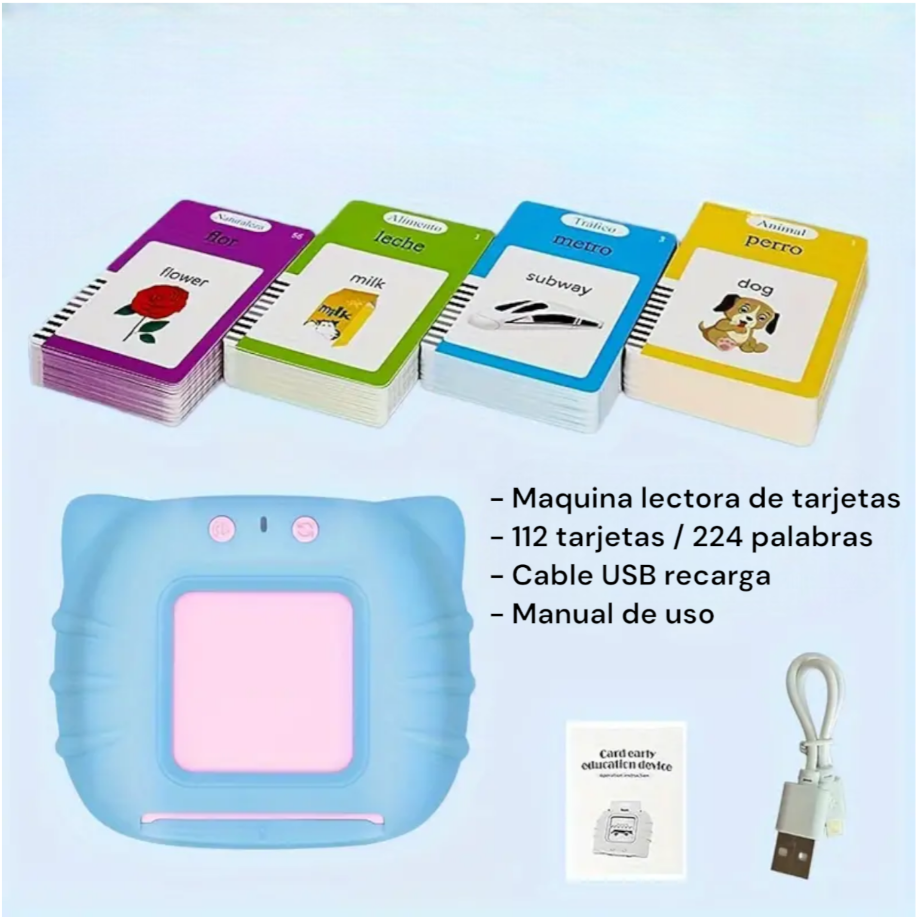 Maquina de lectura de tarjetas CELESTE - Ingles y Español 2