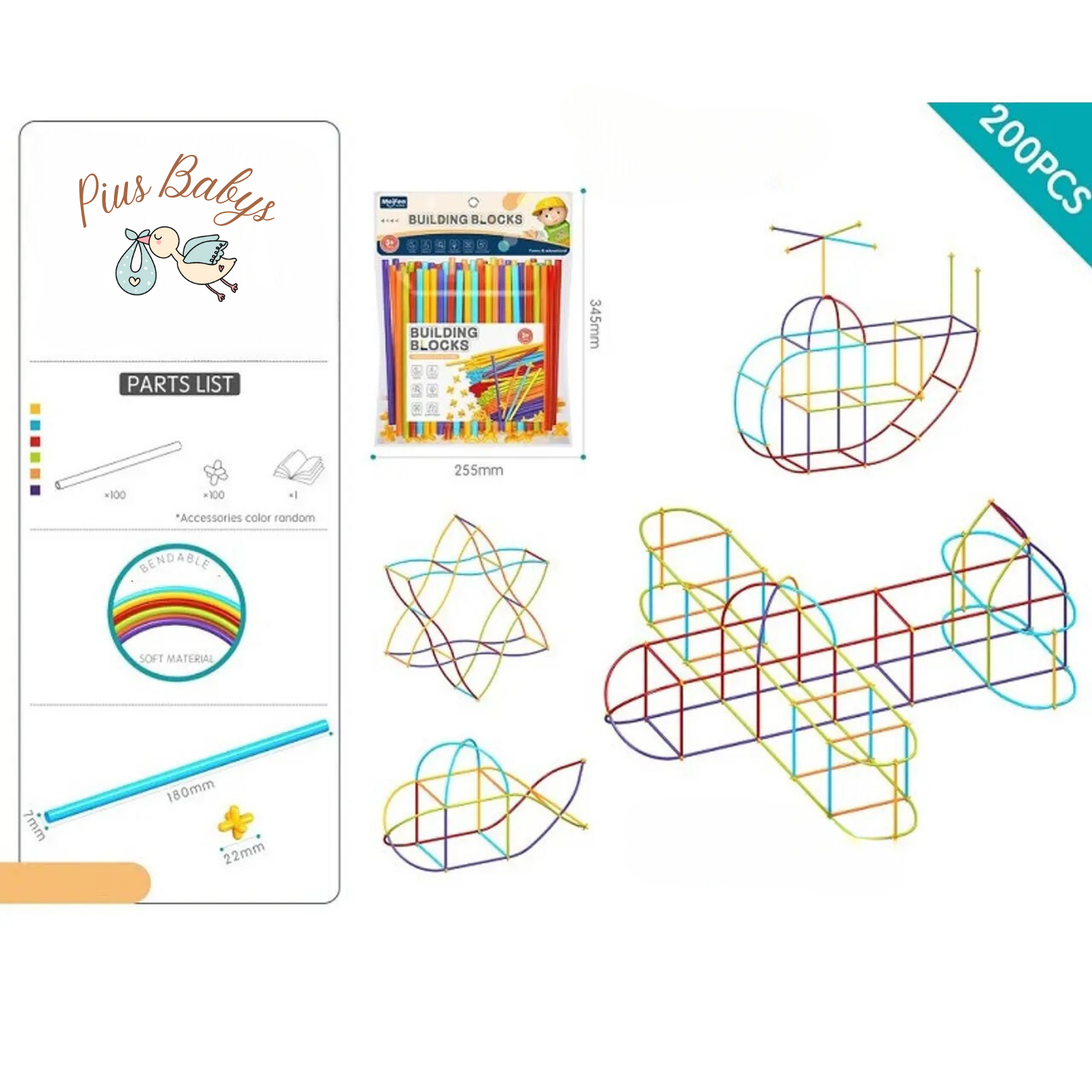 Barras de construccion - Straws Constructor 200 Unidades 4