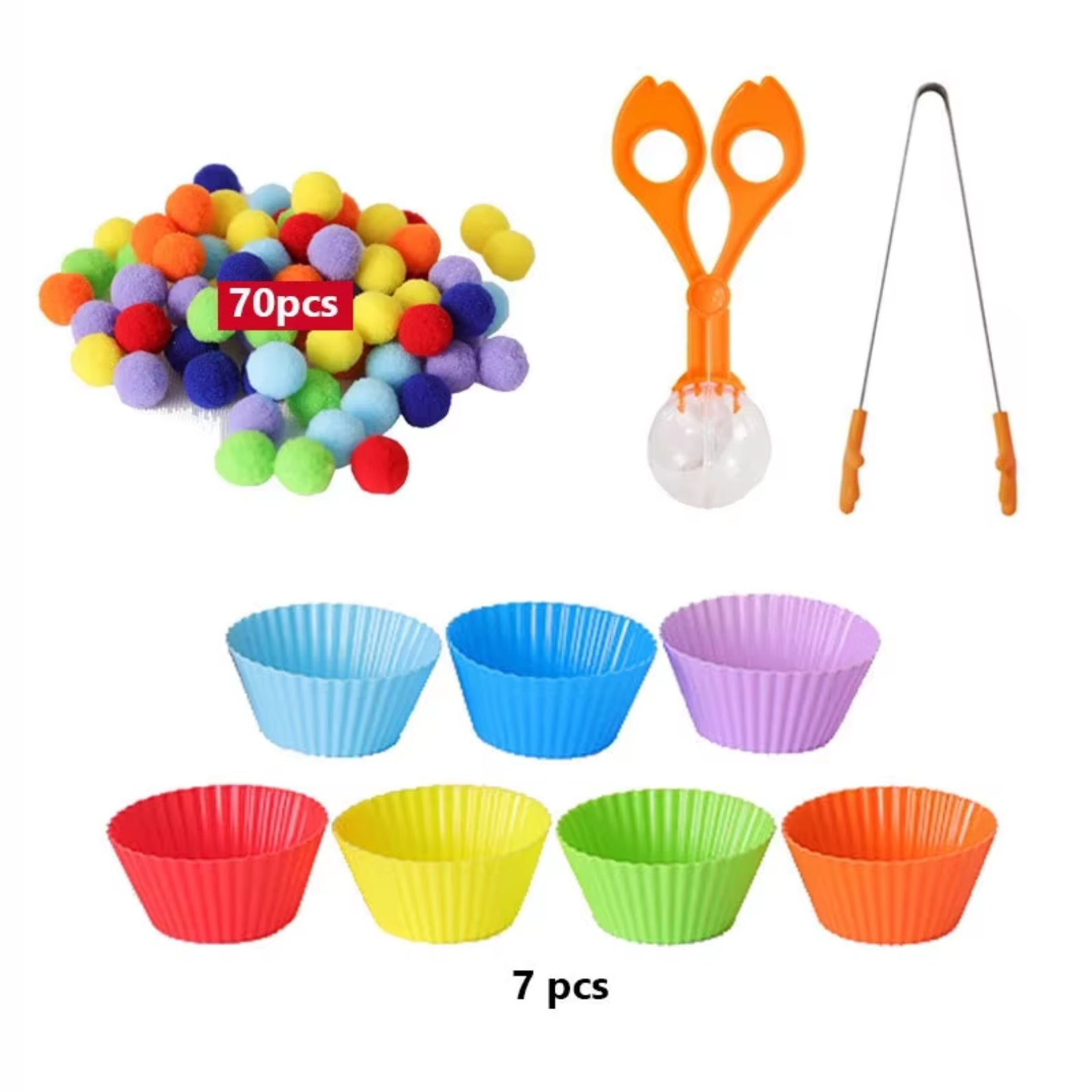 Set de clasificación motricidad pompones pinzas TEA TDAH 1