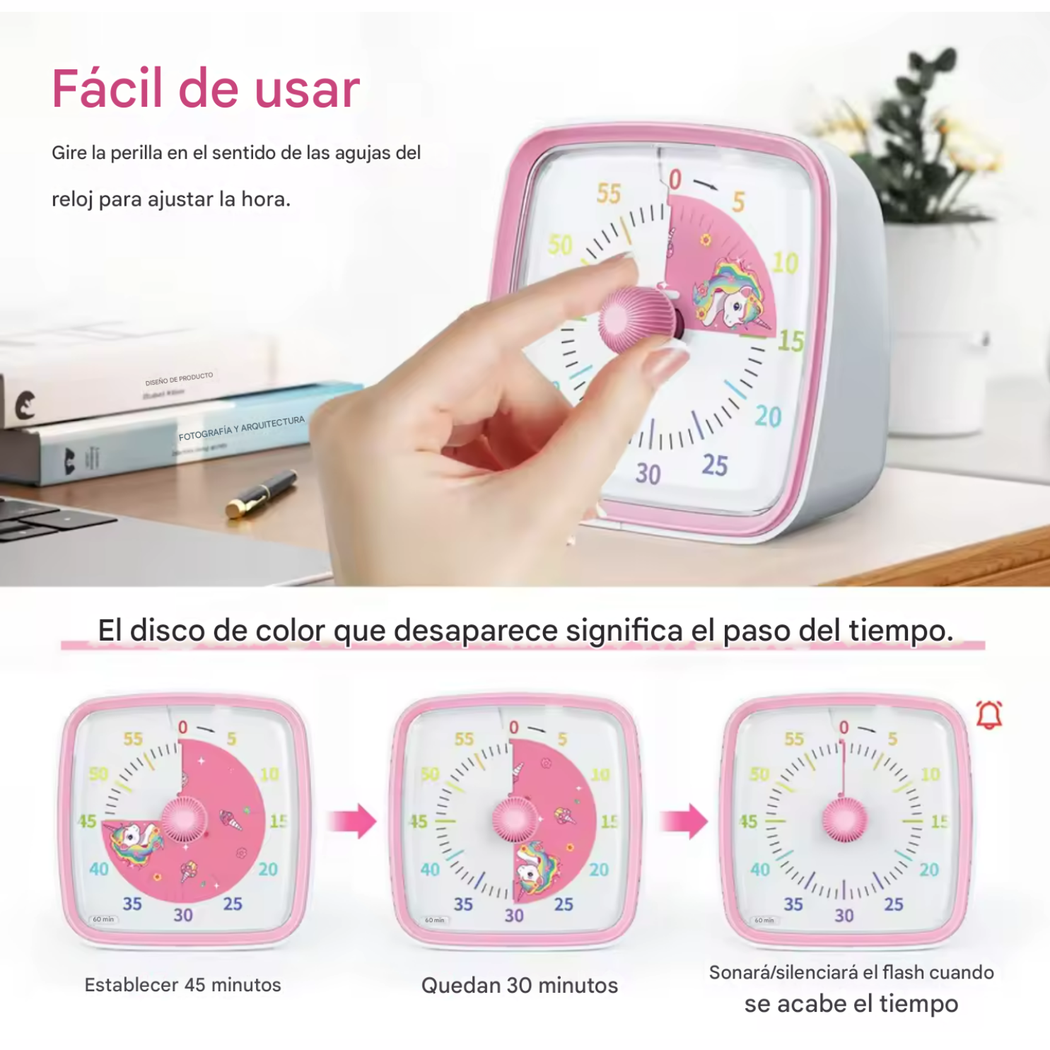 Reloj Temporizador Visual 60 Minutos - Rosado 5
