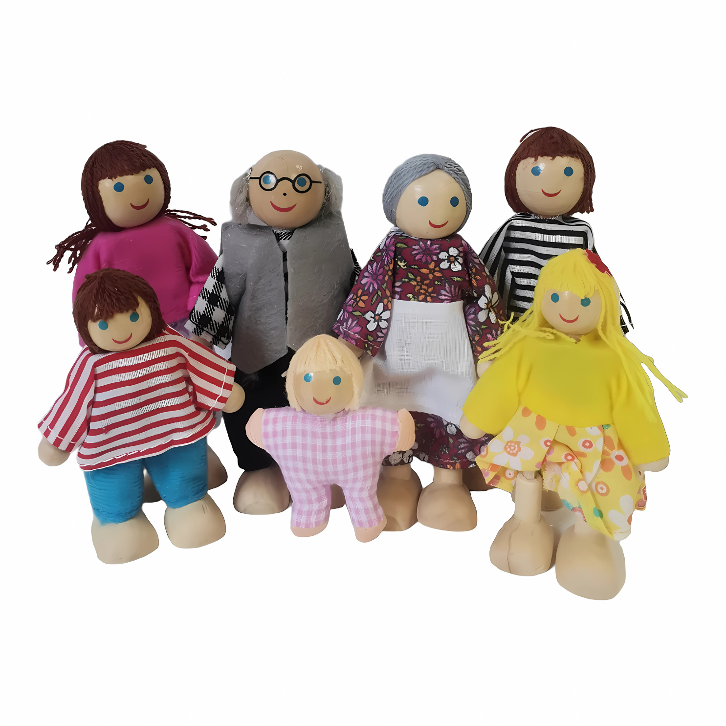 Set Familia de Madera 7 Piezas Muñecos Miniatura 3