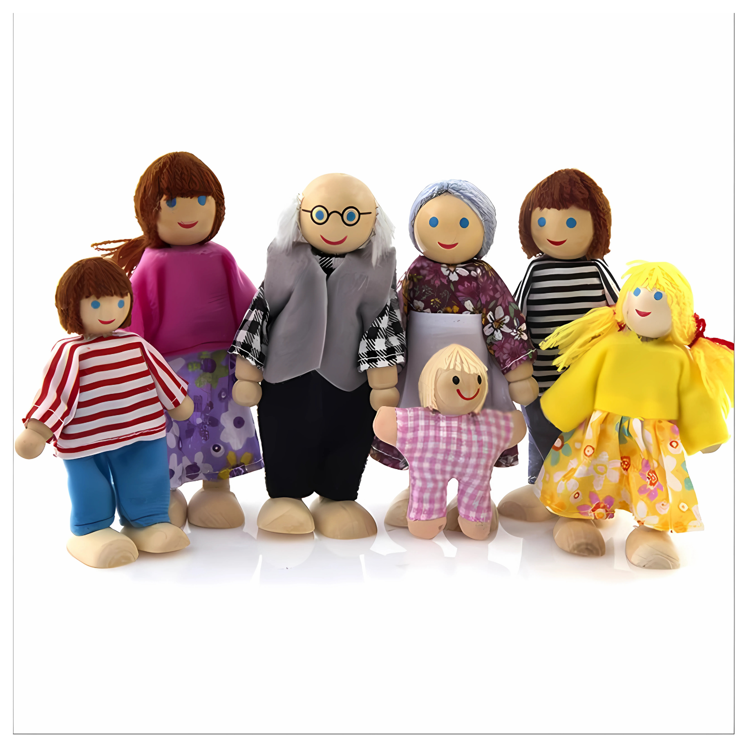 Set Familia de Madera 7 Piezas Muñecos Miniatura 1