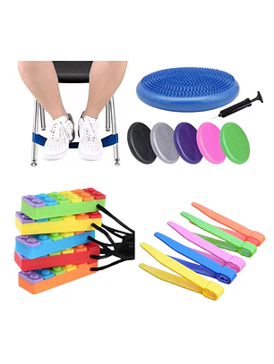 Kit Sensorial Escolar Colegio 2 / Cojín + Banda + Mordedor + Pinza TEA TDAH