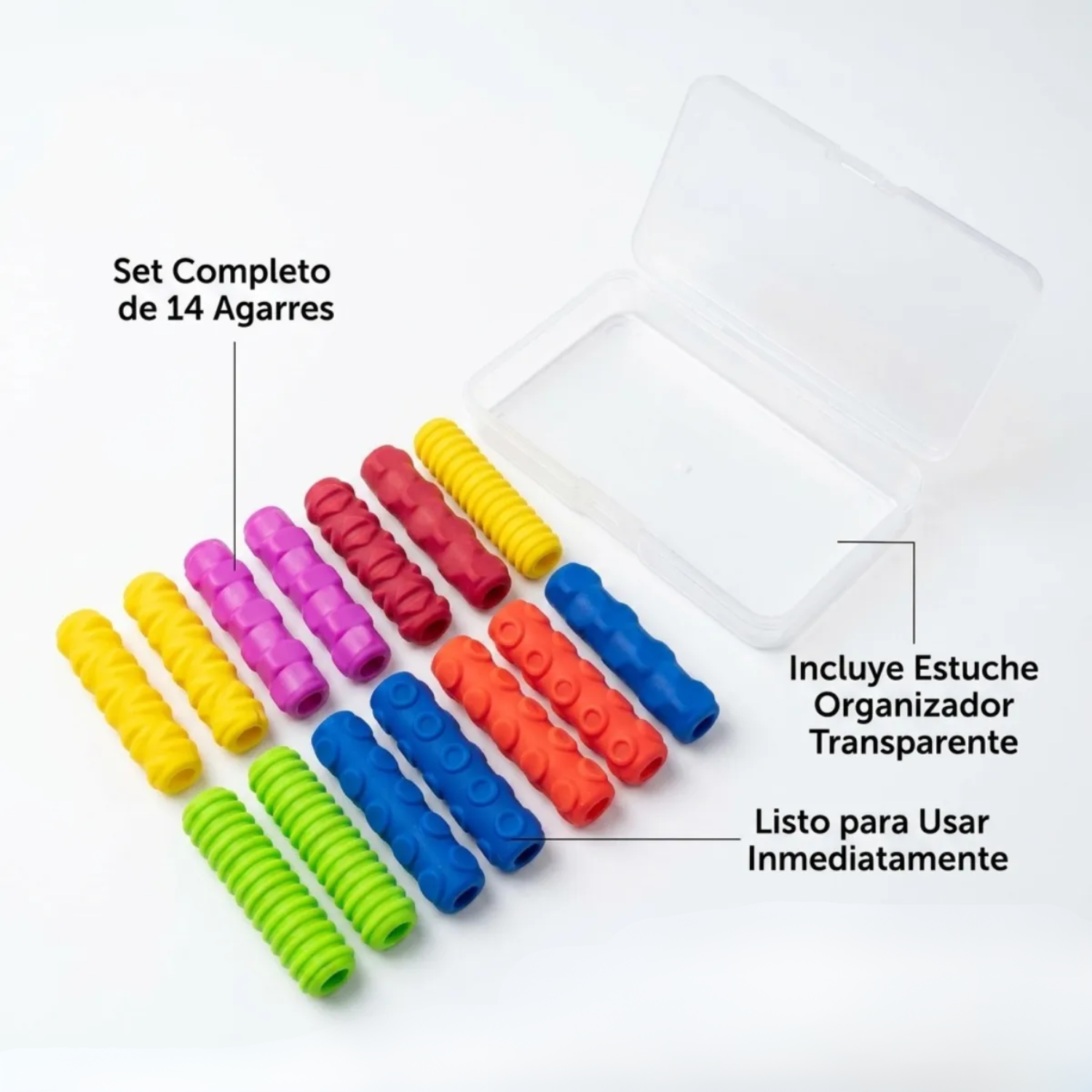Set 14 Agarres de Lápiz para Niños - Sensorial Texturas Grip - TEA TDAH 2