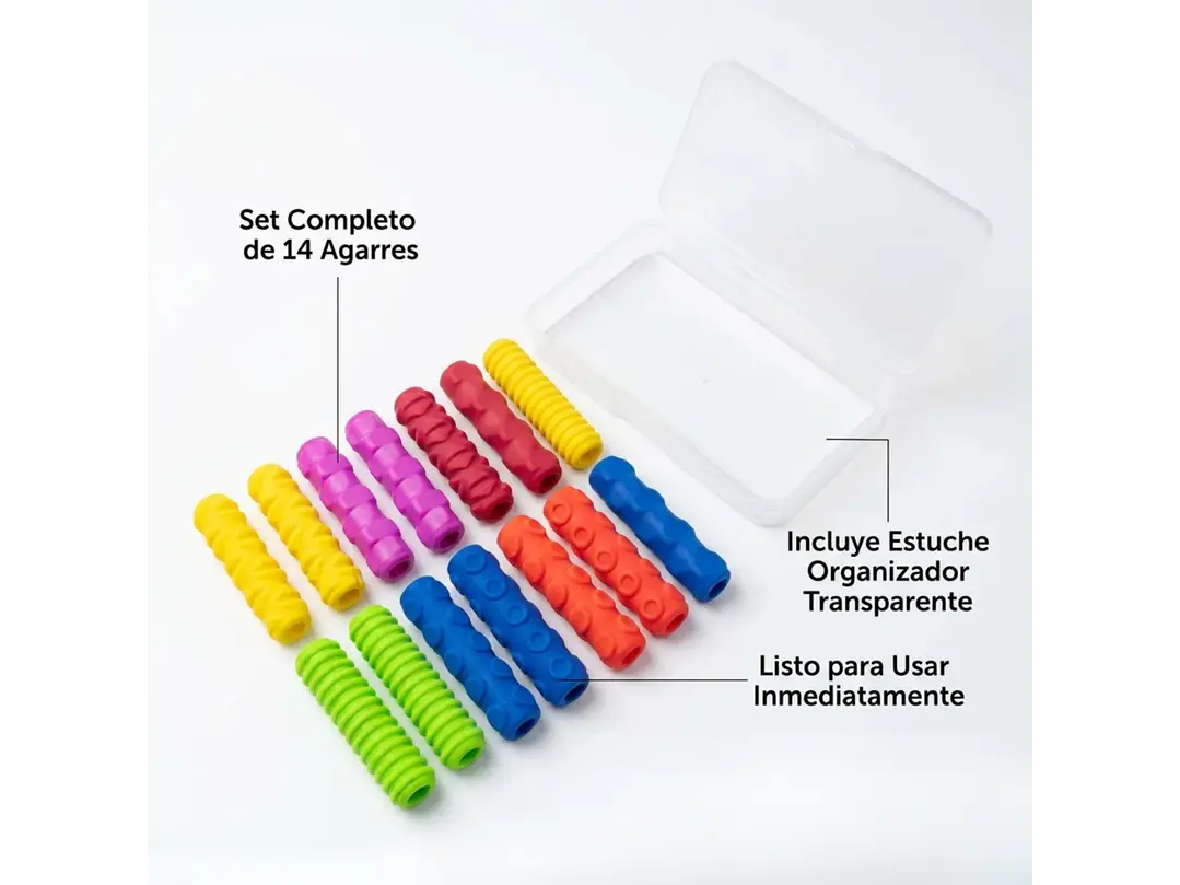 Set 14 Agarres de Lápiz para Niños - Sensorial Texturas Grip - TEA TDAH 2
