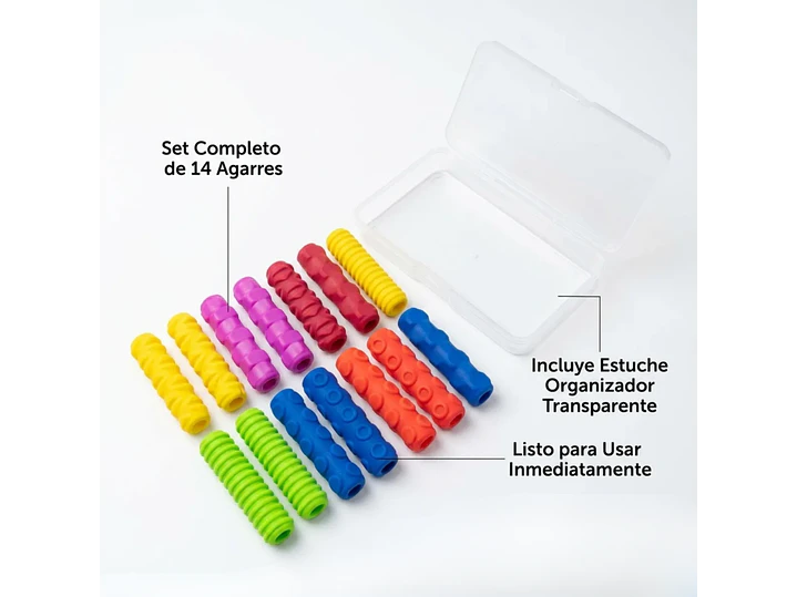 Set 14 Agarres de Lápiz para Niños - Sensorial Texturas Grip - TEA TDAH 2