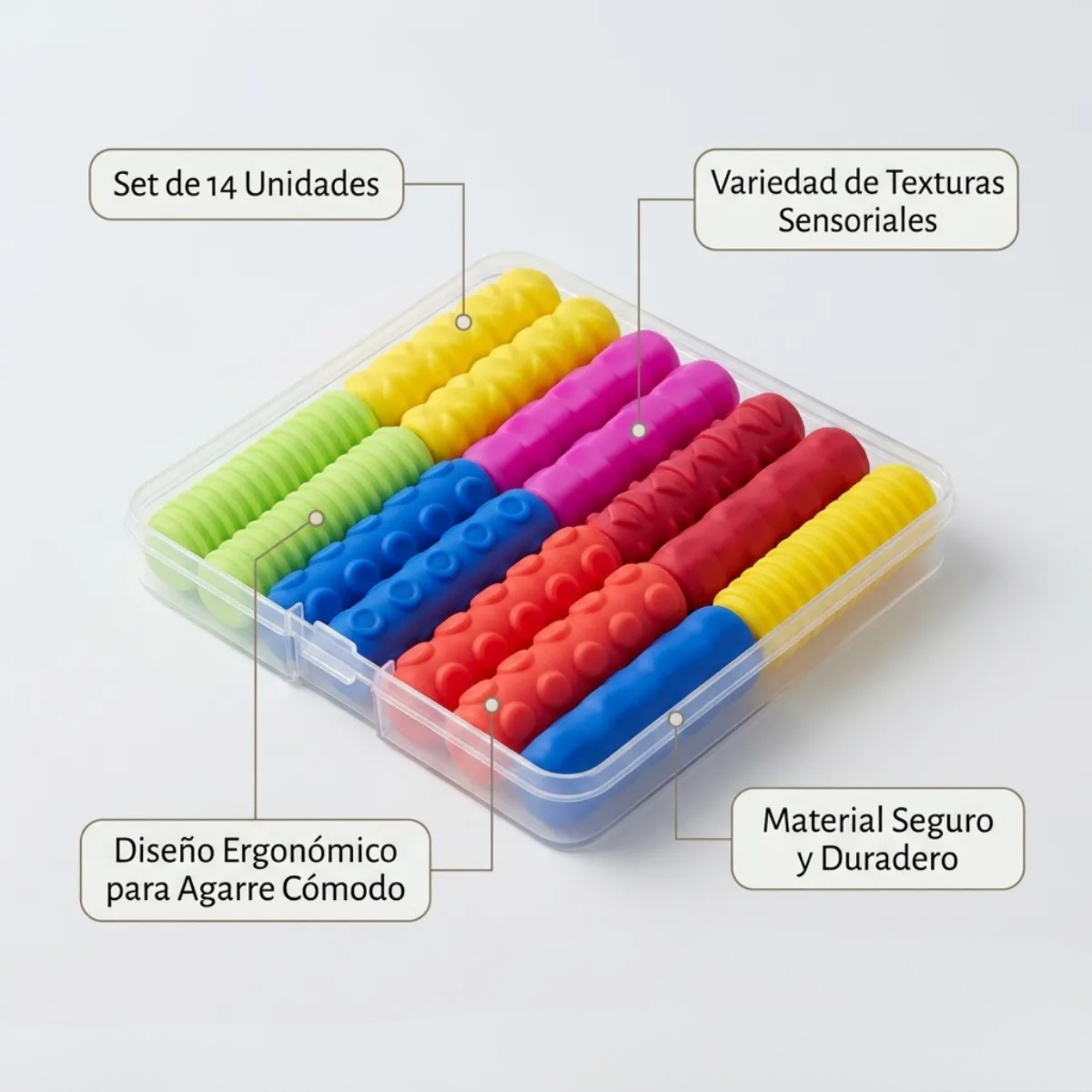 Set 14 Agarres de Lápiz para Niños - Sensorial Texturas Grip - TEA TDAH 3