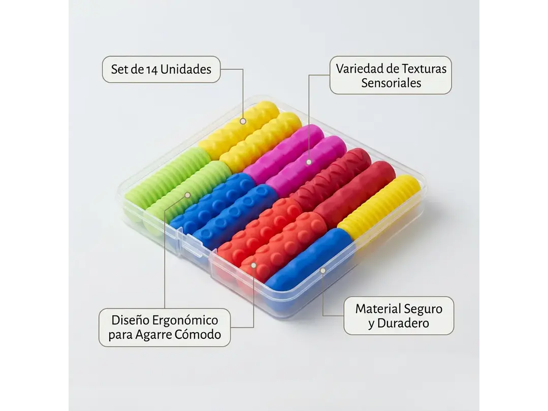 Set 14 Agarres de Lápiz para Niños - Sensorial Texturas Grip - TEA TDAH 3