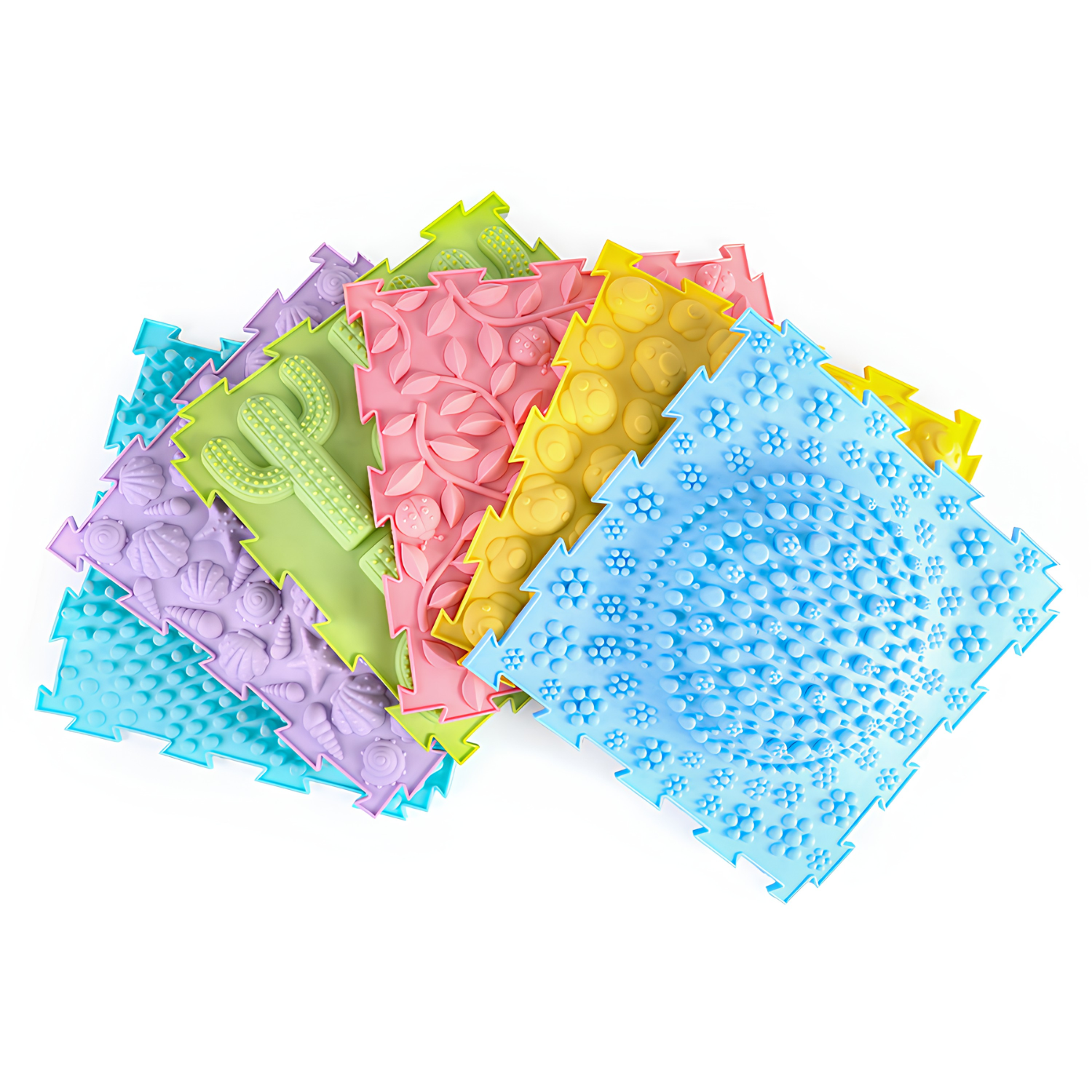 Pack 6 Alfombras Sensoriales Cuadradas con Texturas 30 x 30 cms 2