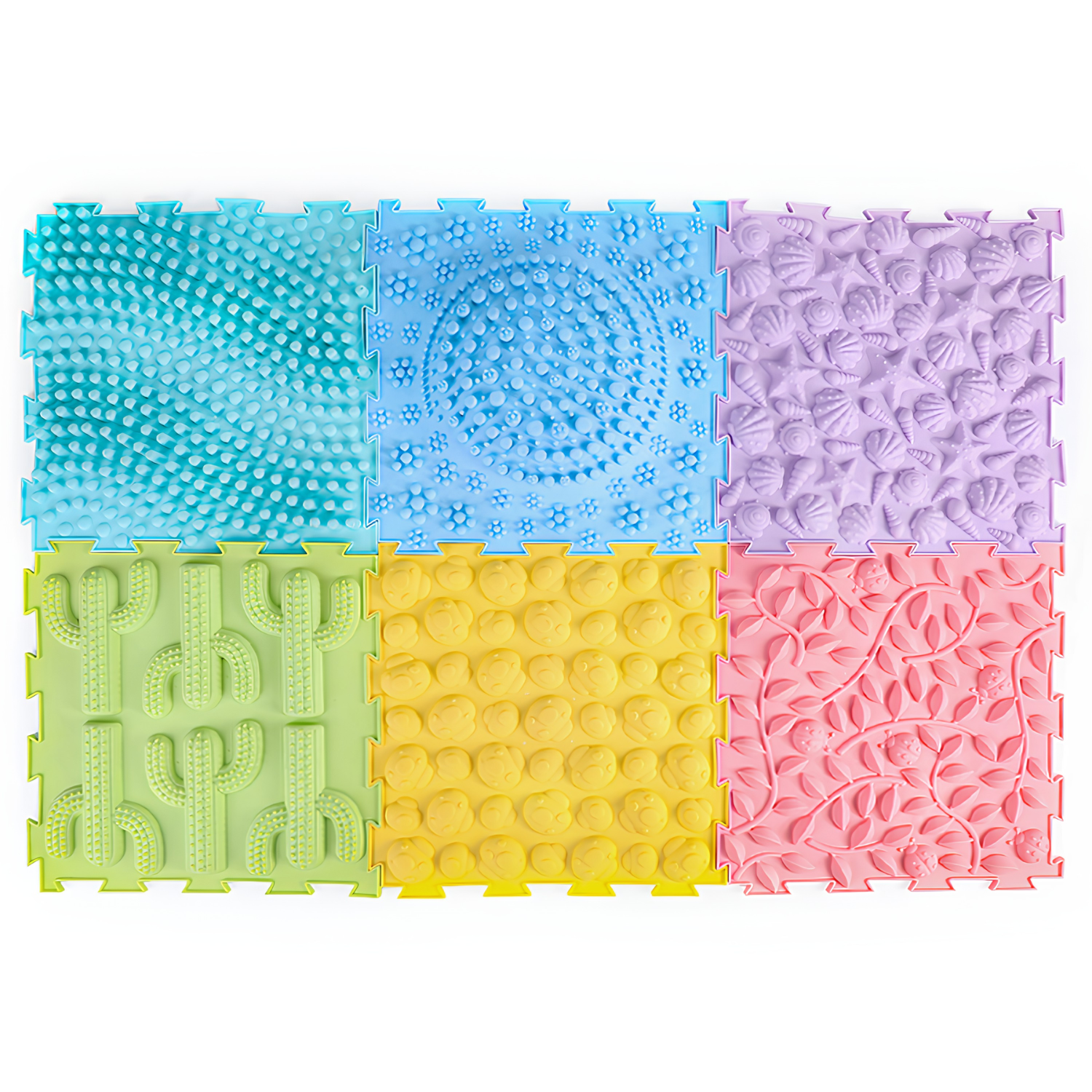 Pack 6 Alfombras Sensoriales Cuadradas con Texturas 30 x 30 cms 1