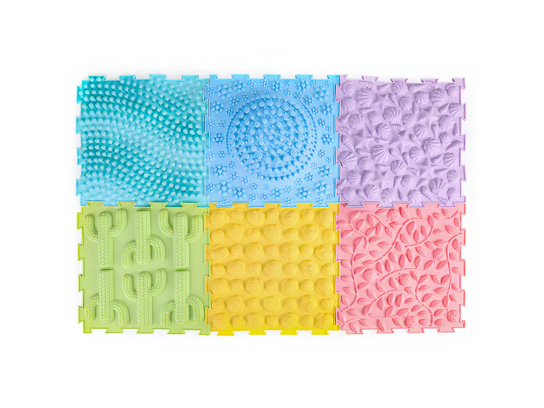 Pack 6 Alfombras Sensoriales Cuadradas con Texturas 30 x 30 cms 1