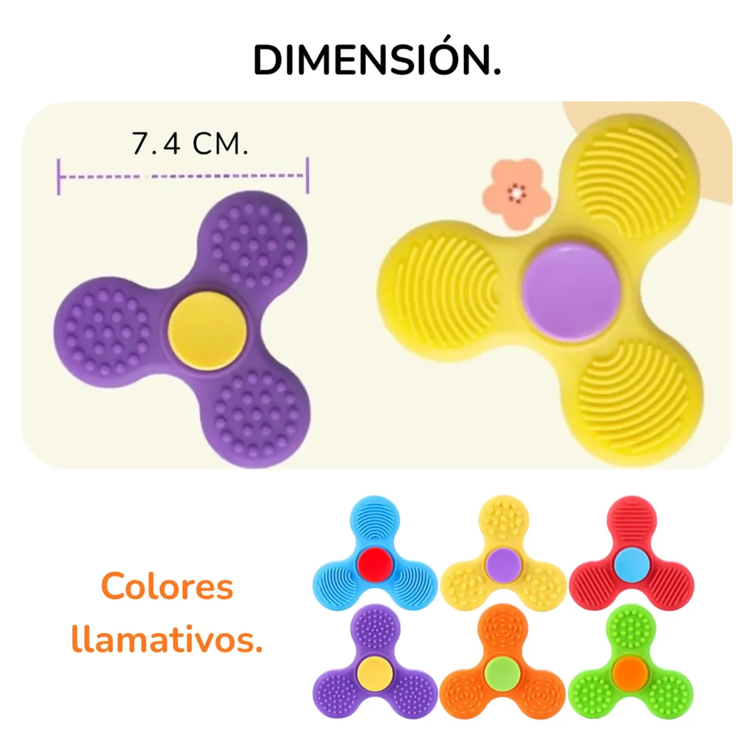 Pack 3 Spinner Sensorial Multitextura Diferentes colores 3