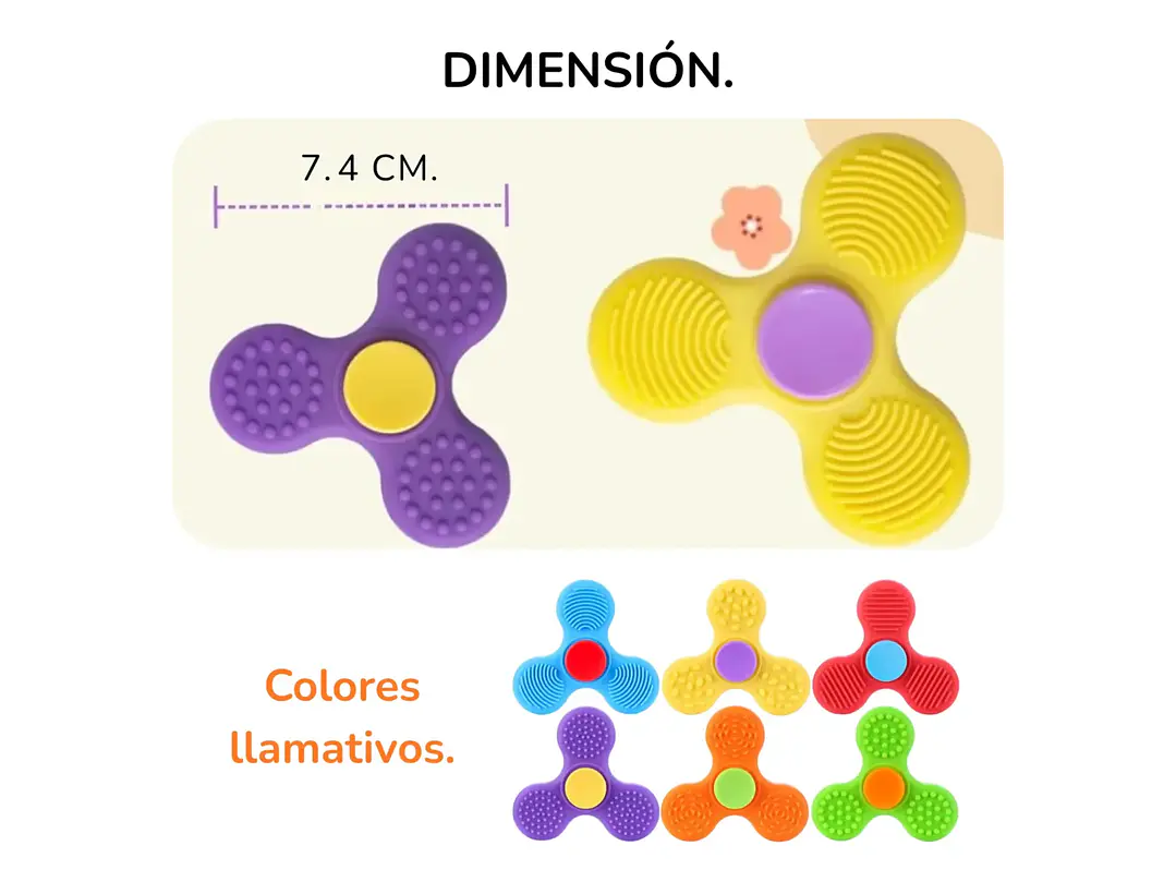 Pack 3 Spinner Sensorial Multitextura Diferentes colores 3