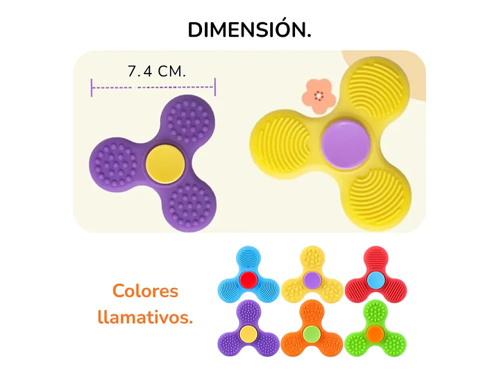 Pack 3 Spinner Sensorial Multitextura Diferentes colores 3