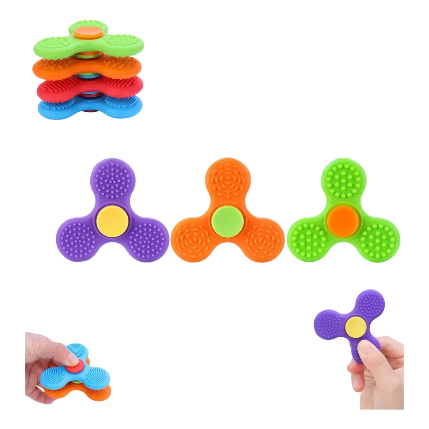 Pack 3 Spinner Sensorial Multitextura Diferentes colores 2