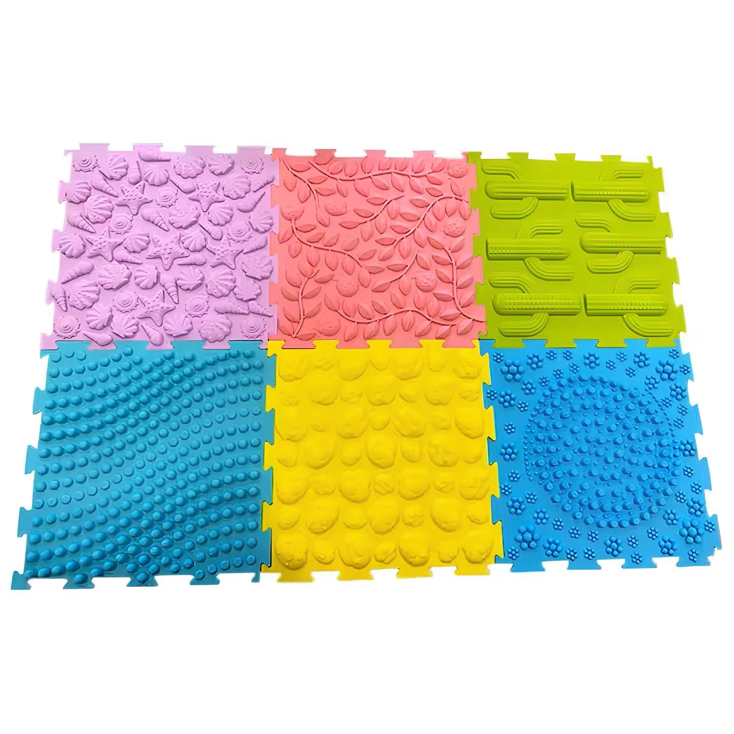 Pack 6 Alfombras Sensoriales Cuadradas con Texturas 30 x 30 cms 1