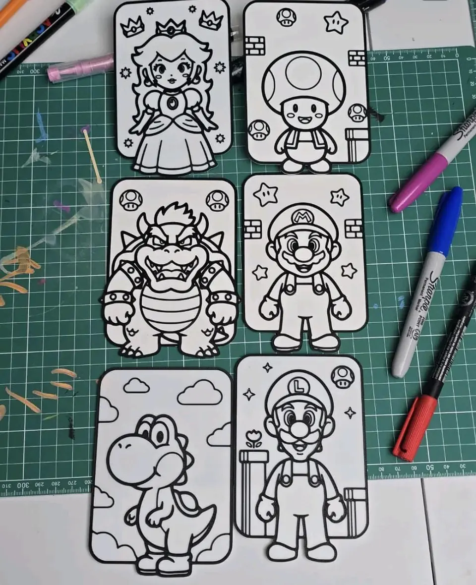 Set cuadros para colorear, escuadron mario 1