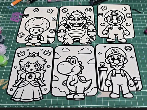 Set cuadros para colorear, escuadron mario