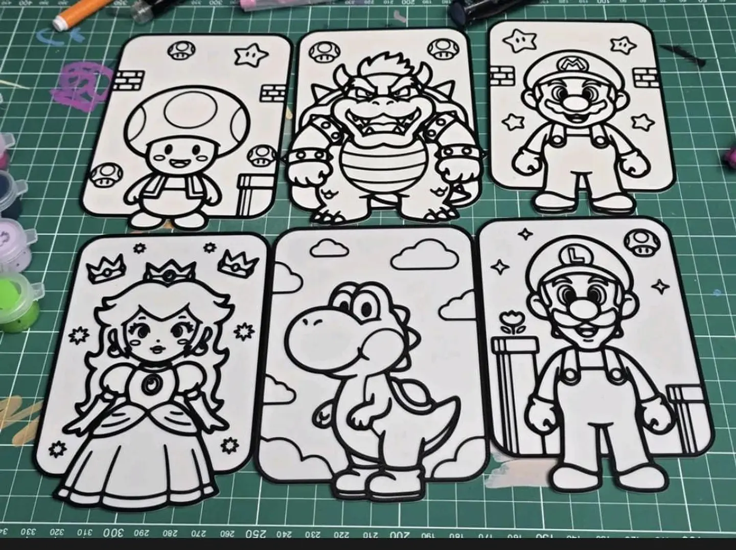 Set cuadros para colorear, escuadron mario 2