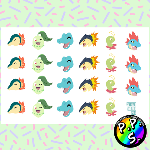 Lámina de Stickers 215 Pokemon Gen 2