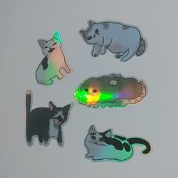 Set de Stickers Gato Memes Holográficos Ver.2