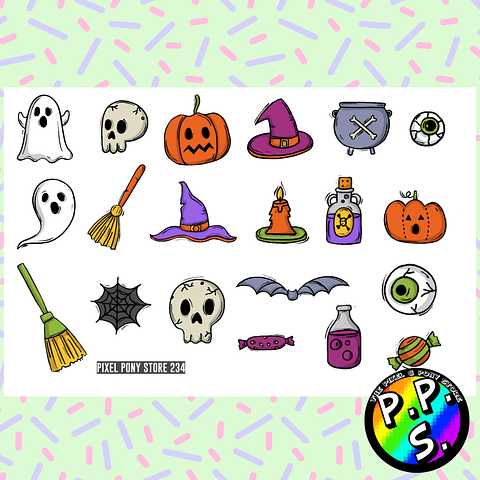 Set Láminas de Stickers Halloween 