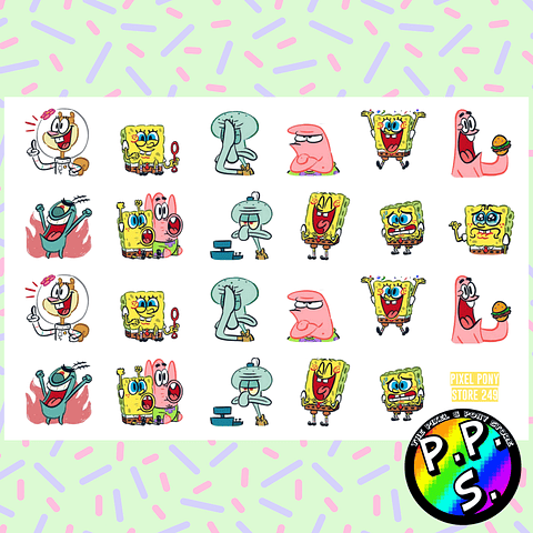 Lámina de Stickers 249 Bob Esponja