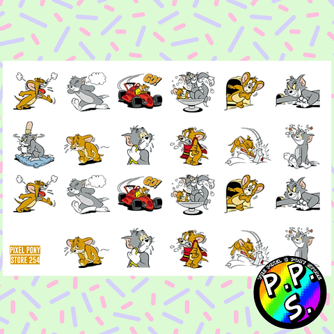 Lámina de Stickers 254 Tom y Jerry