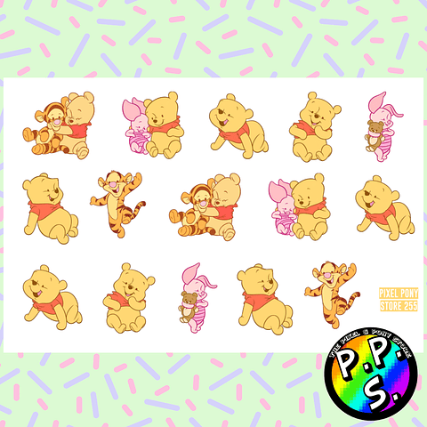 Lámina de Stickers 255 Baby Winnie the Pooh