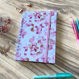 Cuaderno A5 - Rosegold Peony Cube