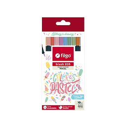 Filgo - Brush 035 Marcador Pincel Colores Pastel 10 unidades